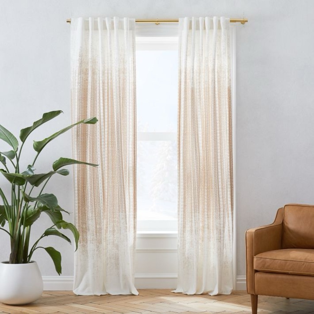West Elm Echo Print Curtain, Set of 2, Gold Dust, 48"x84"